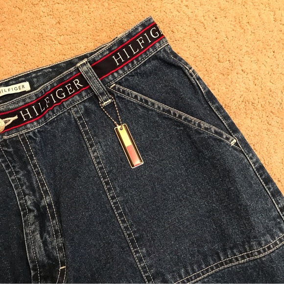 Tommy Hilfiger High Waist Blue Jeans Vintage Size 16 Fits Like 12 Cropped y2k - Picture 9 of 12